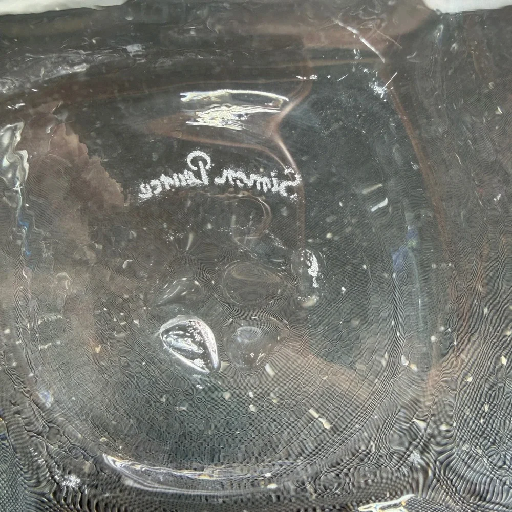 Simon Pearce Woodbury Glass Bowl Clear Hand Blown Signed Crystal Dish‎ Bowl VTG